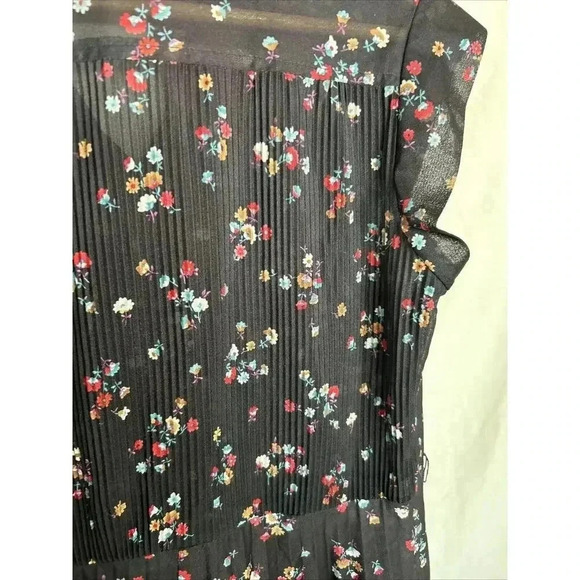 Vintage Queens Row Sheer Dress Fit Flare Punk Secretary Pleated Black Size M/L - Picture 7 of 11